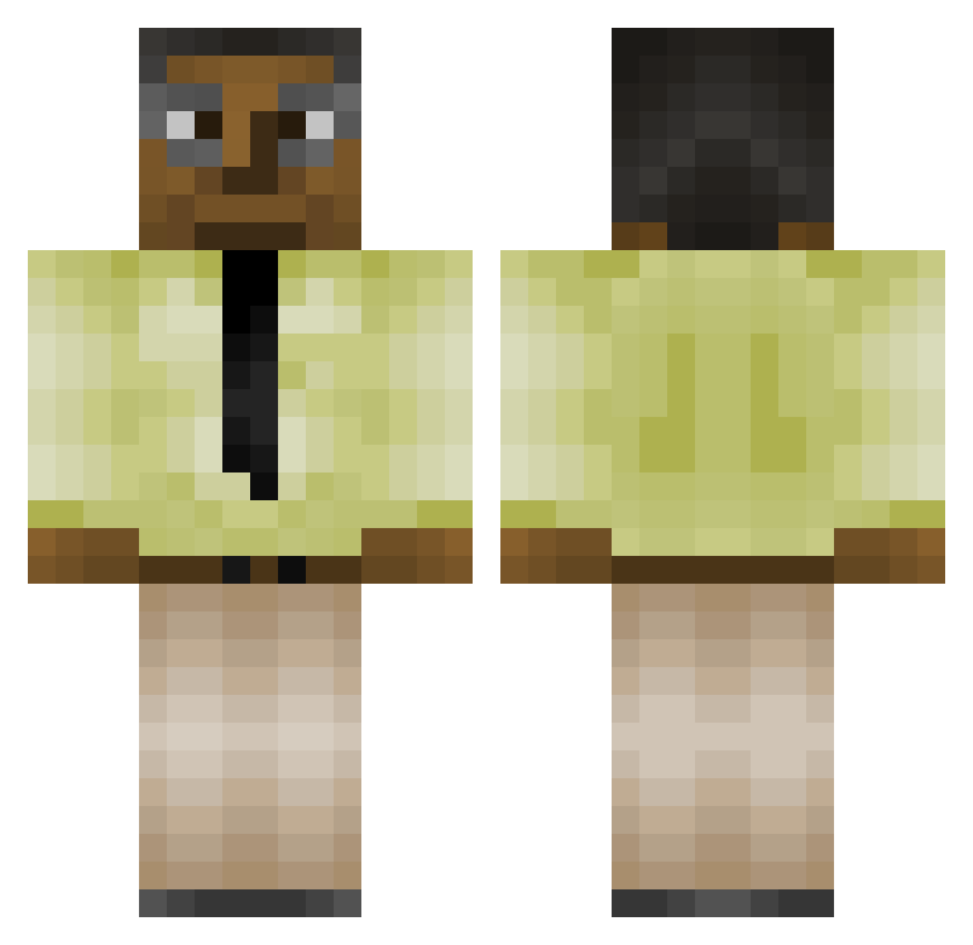 Tjnumet Minecraft skin, front and back view