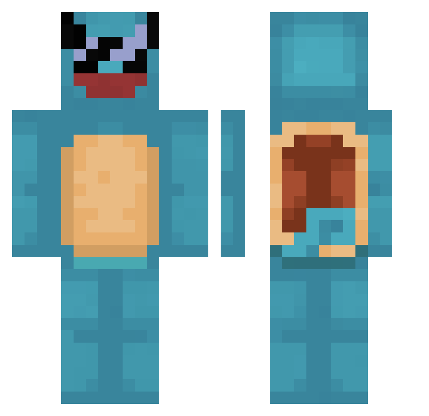 ToXiiC_Dazza Minecraft skin, front and back view