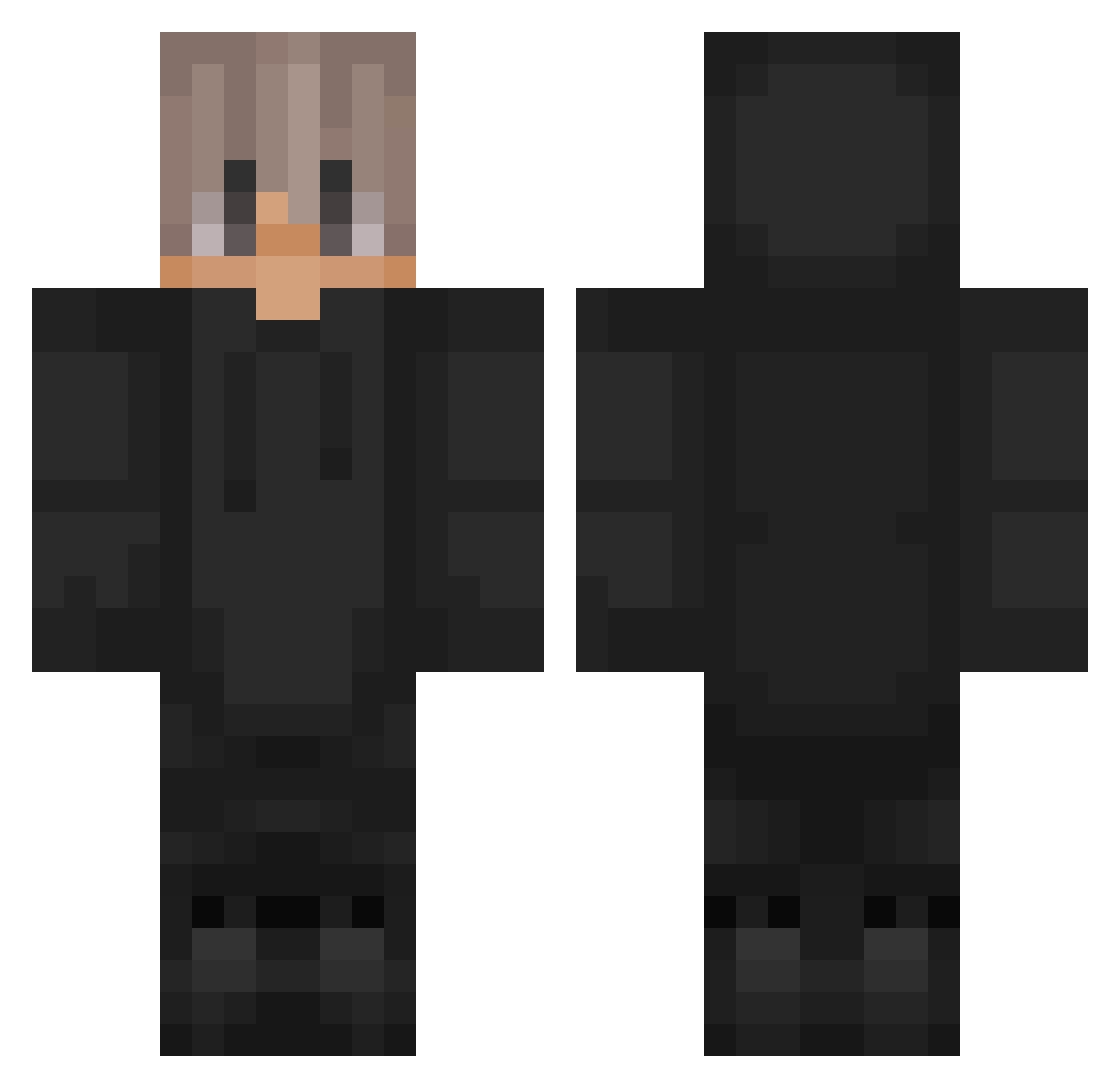 Shadowdark3000 Minecraft skin, front and back view