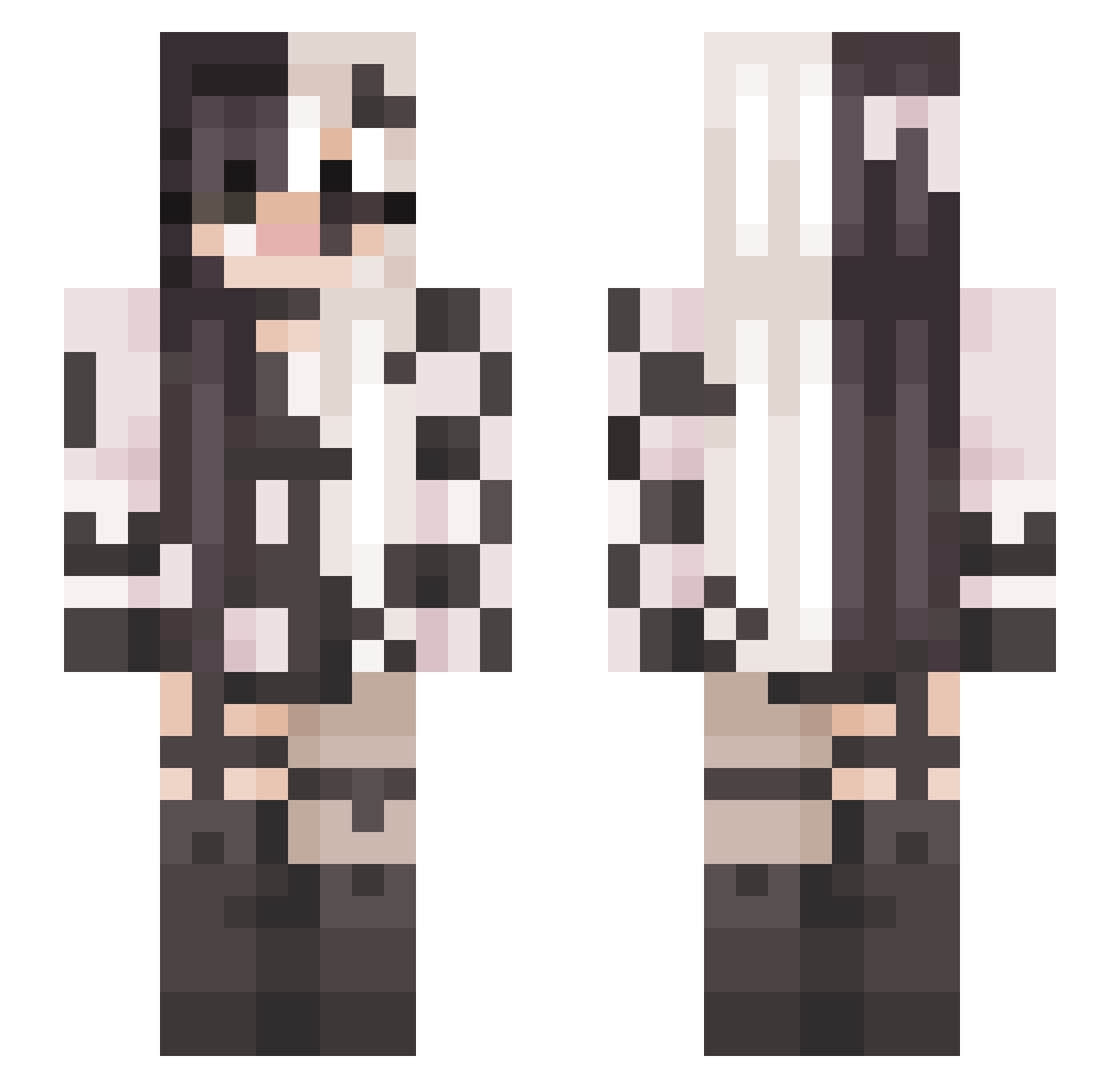 Dammervng Minecraft skin, front and back view
