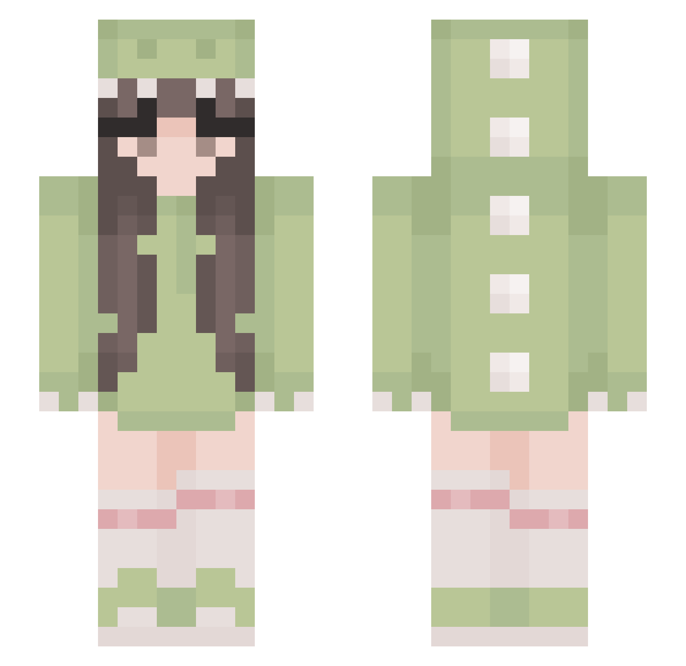 pxpppy Minecraft skin, front and back view