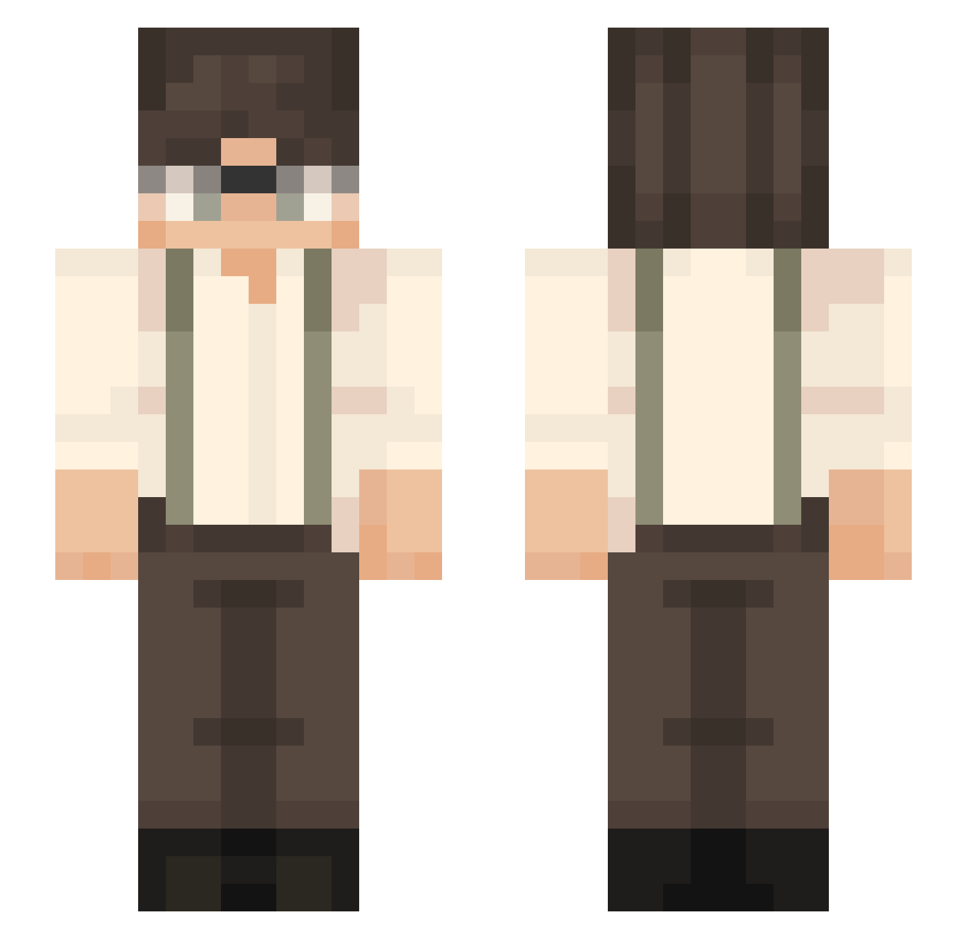 overfloat Minecraft skin, front and back view