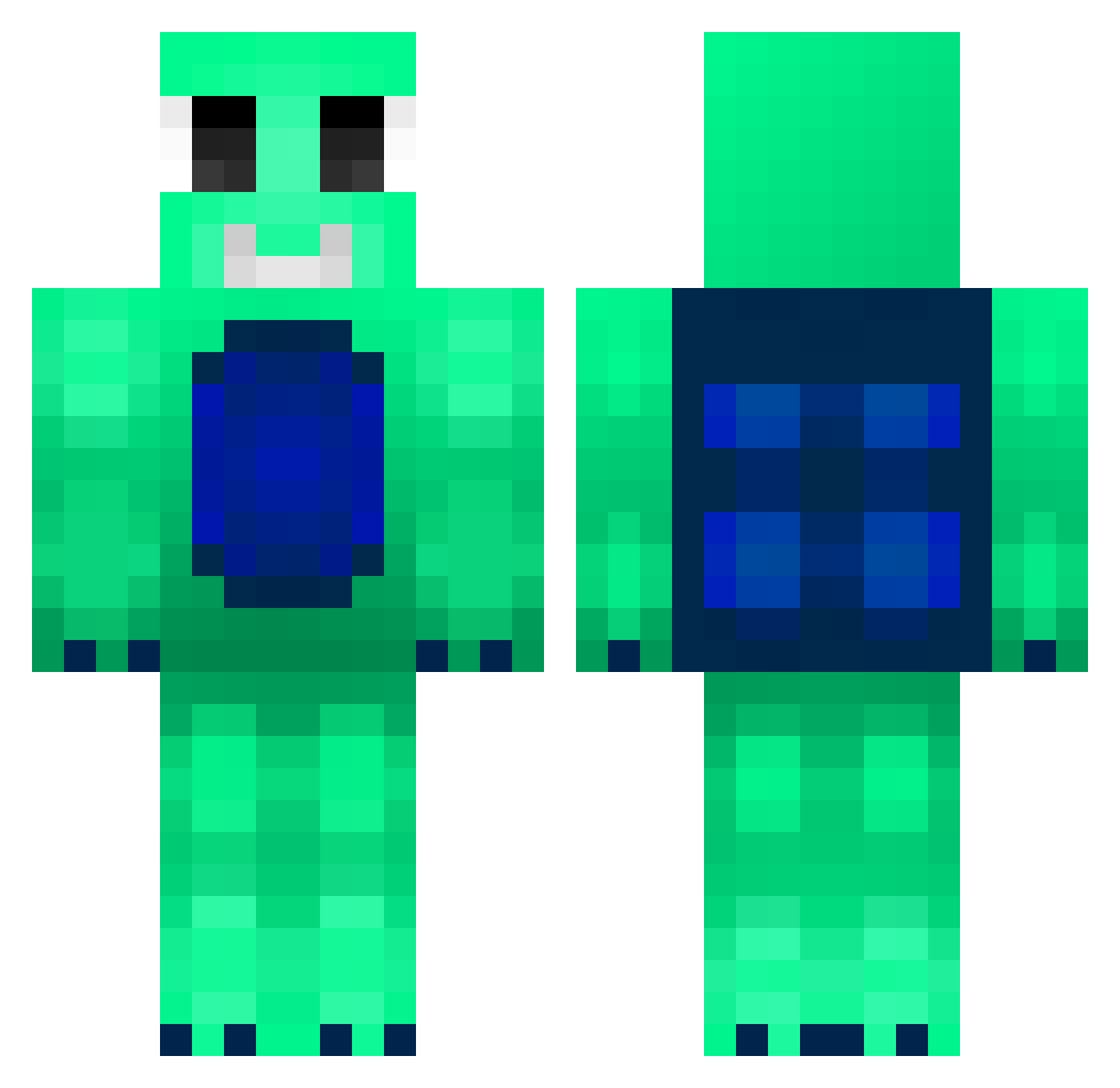 Thezudex Minecraft skin, front and back view