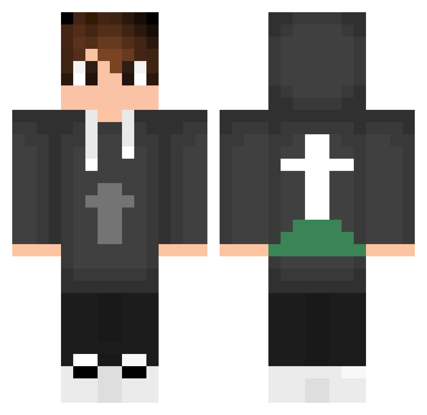 Mickshark Minecraft skin, front and back view