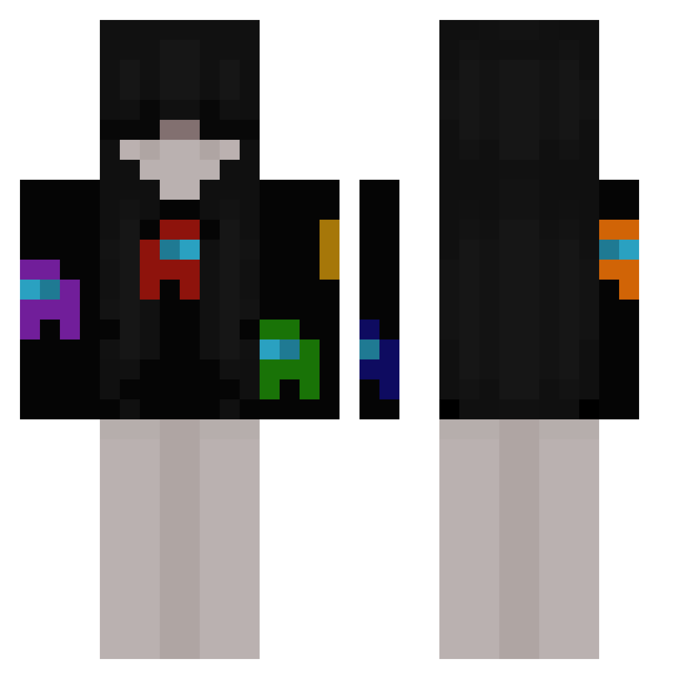 Samuel0110 Minecraft skin, front and back view