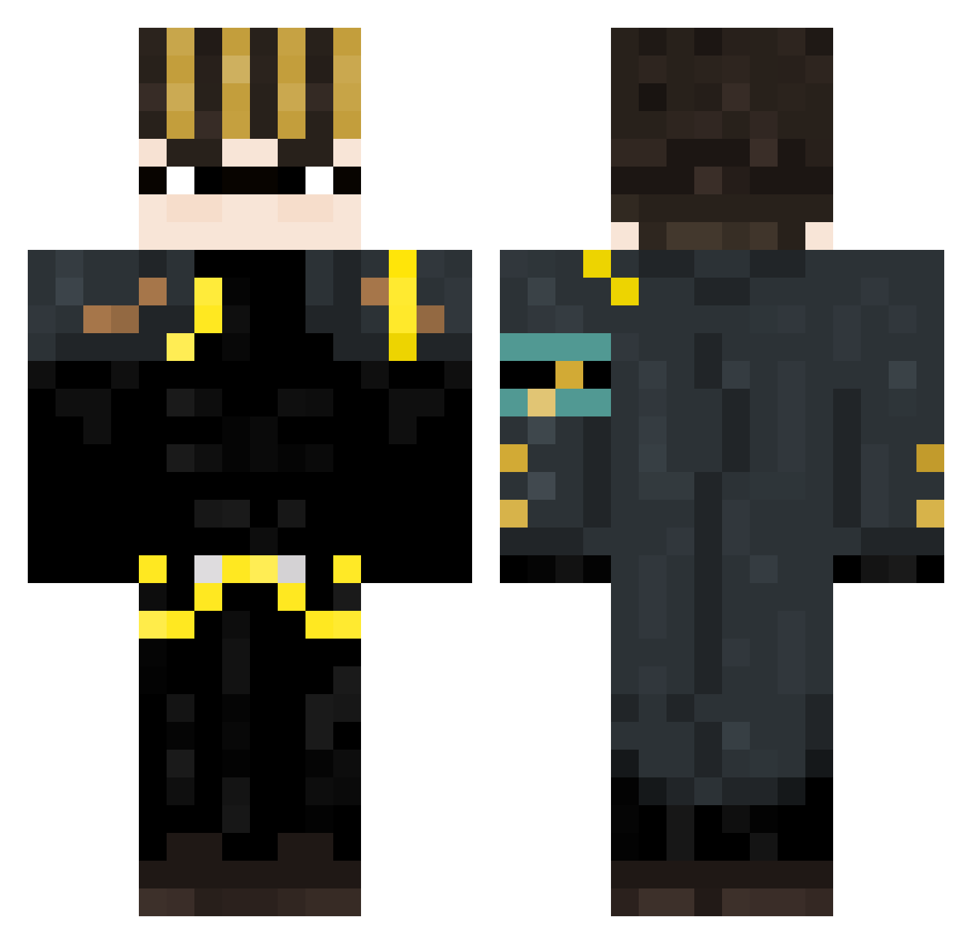 Rxsstless Minecraft skin, front and back view