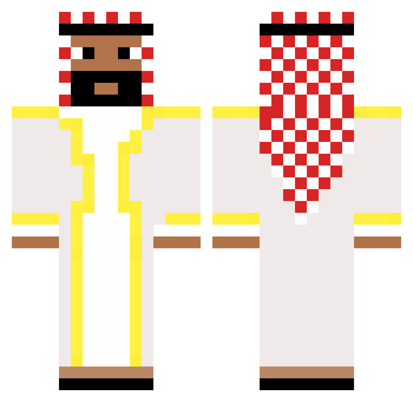 Grinsterr Minecraft skin, front and back view