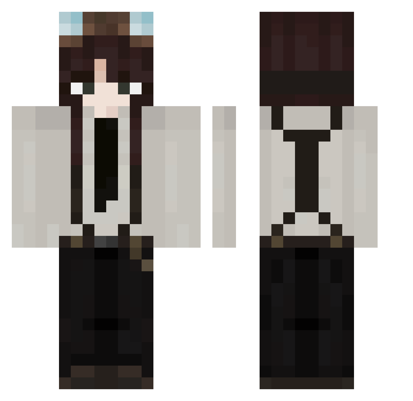 Spooks102 Minecraft skin, front and back view