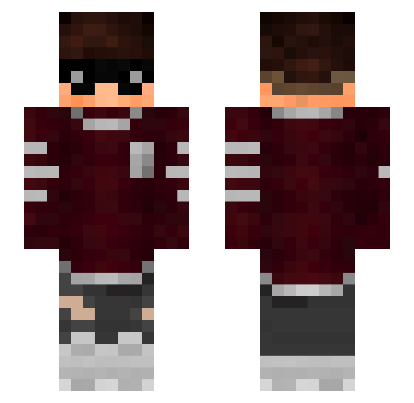 TehOugk Minecraft skin, front and back view