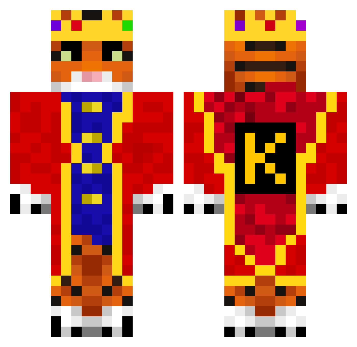 RottenBanna Minecraft skin, front and back view