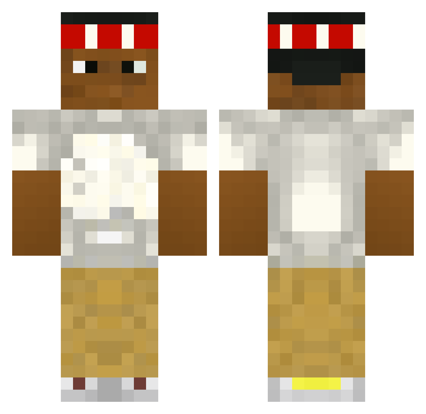 Joezbot Minecraft skin, front and back view
