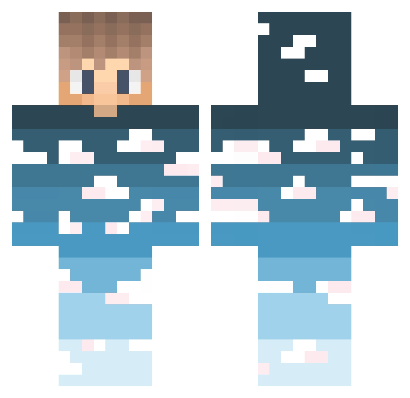 Sxarbucks Minecraft skin, front and back view
