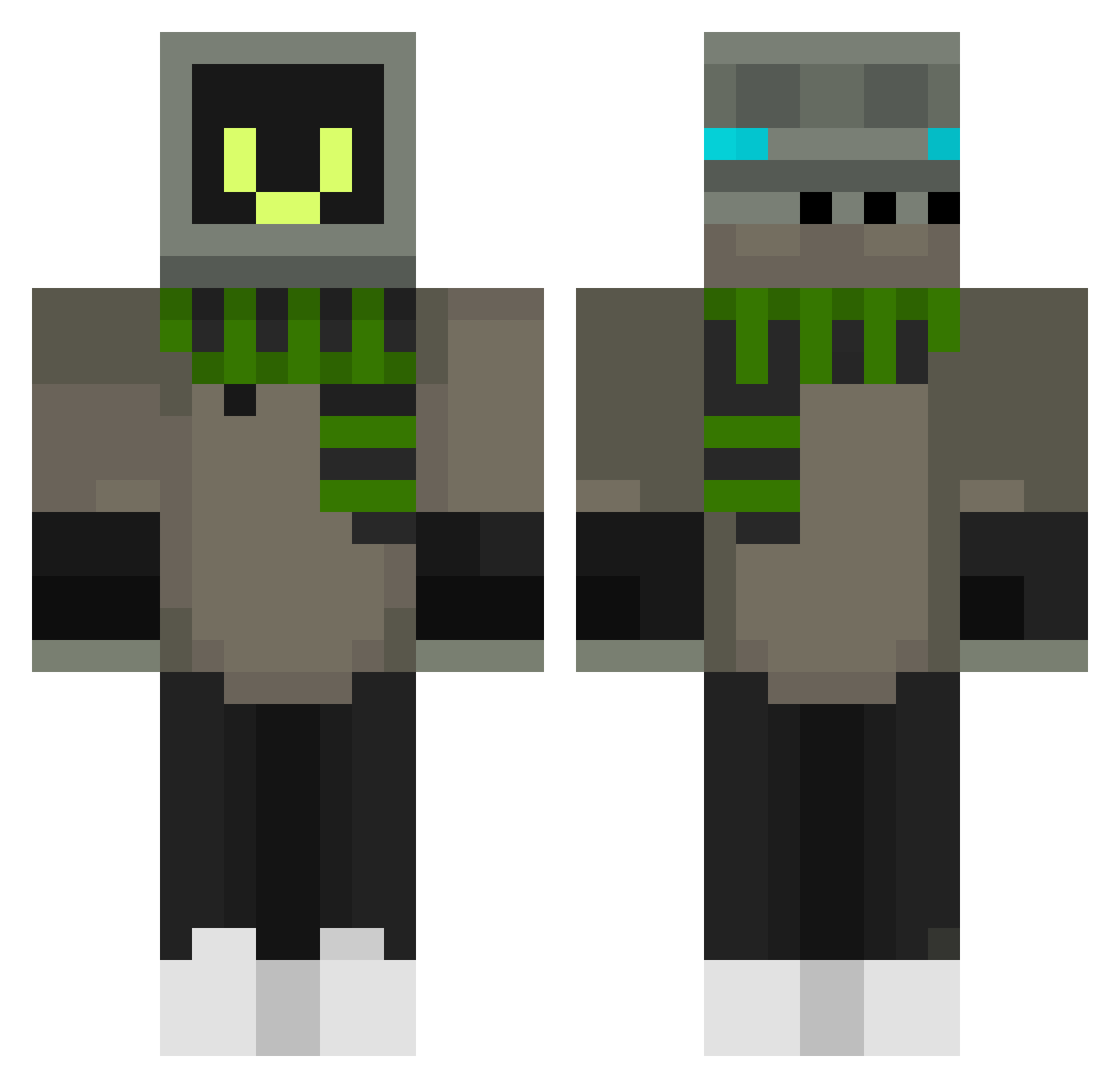 MajitelStylu Minecraft skin, front and back view