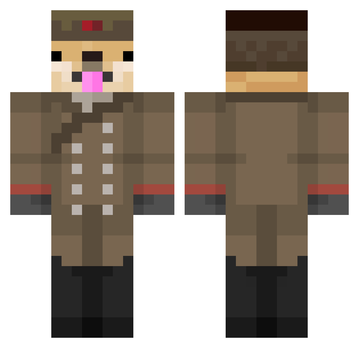 PlimpyRogers Minecraft skin, front and back view