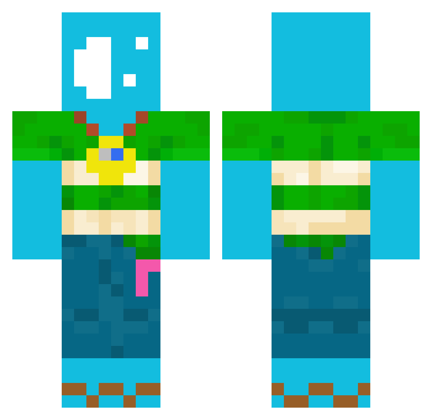 TheMeables Minecraft skin, front and back view
