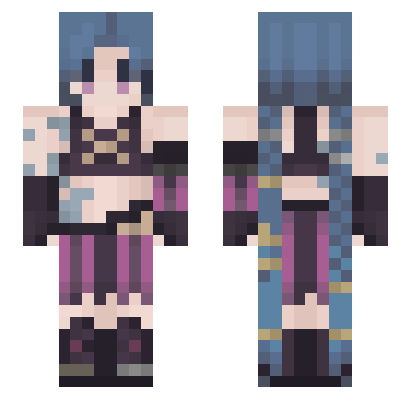 SuperDuperBeck Minecraft skin, front and back view