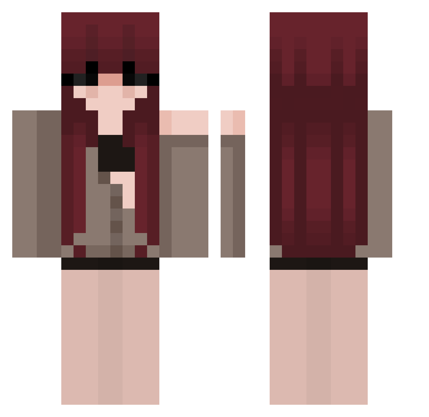 auzibe Minecraft skin, front and back view
