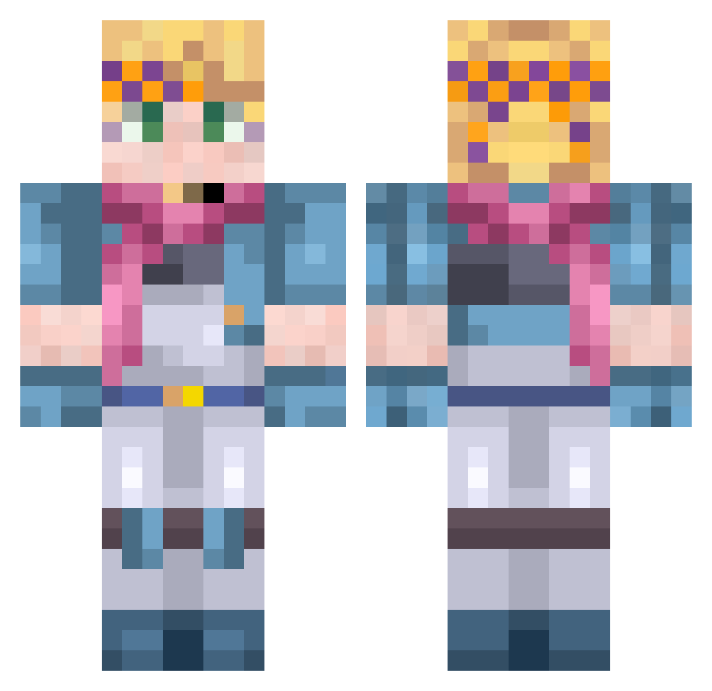Erretee Minecraft skin, front and back view