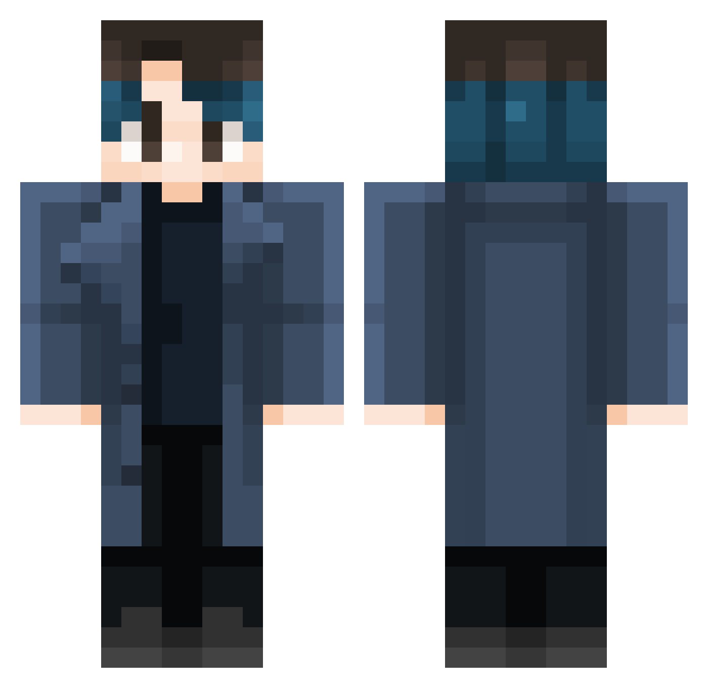 Tiltyxz Minecraft skin, front and back view