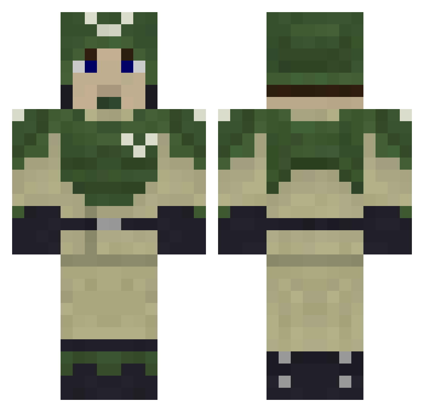 IronServitor Minecraft skin, front and back view