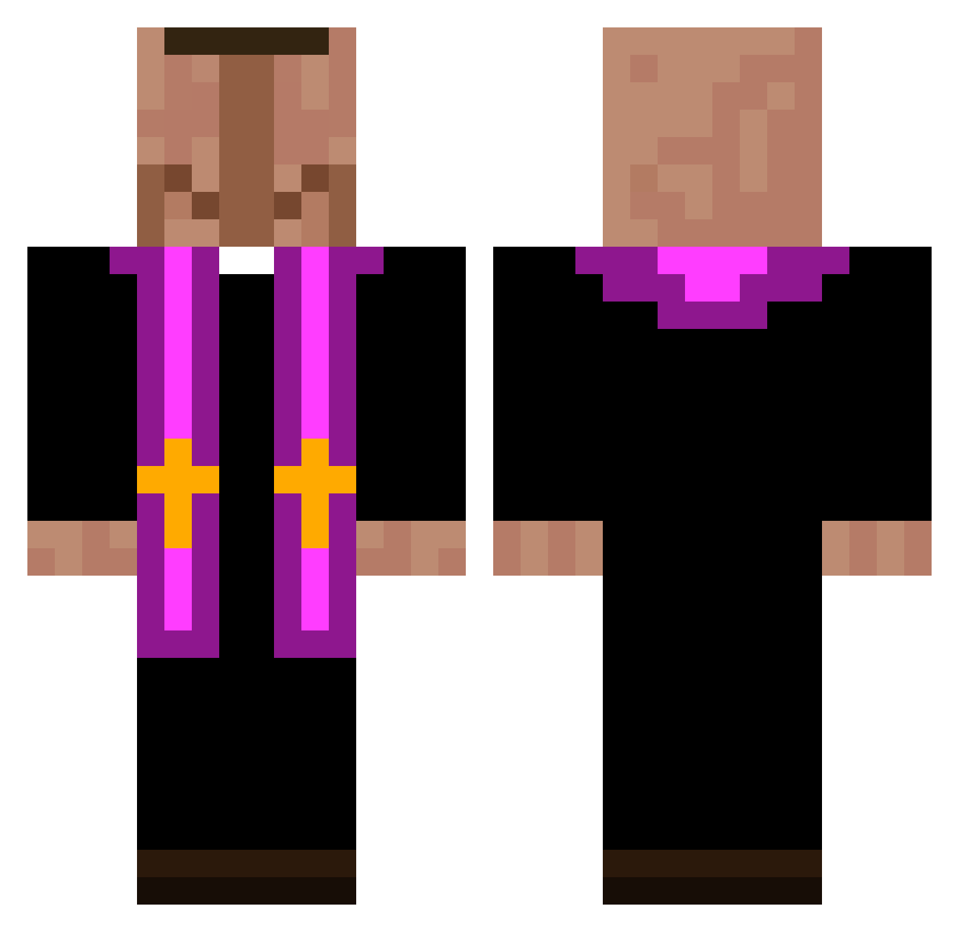 GigaFrans Minecraft skin, front and back view