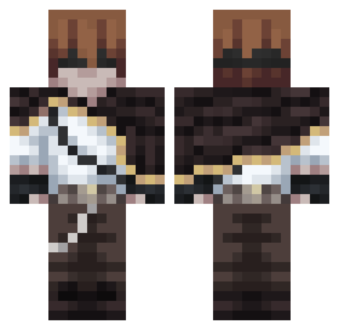 CCrypt Minecraft skin, front and back view