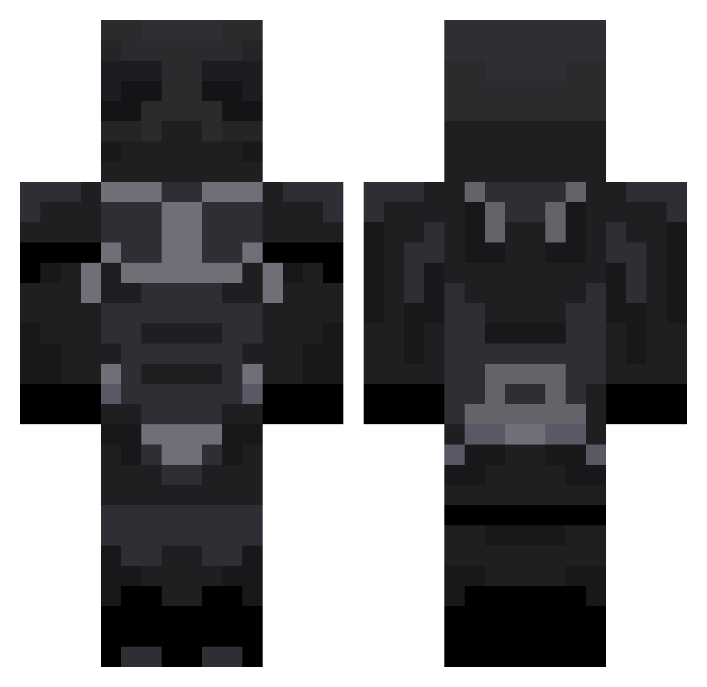 NoirX7 Minecraft skin, front and back view