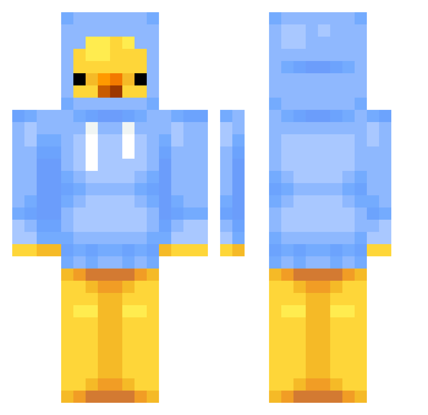 FoodGuystair Minecraft skin, front and back view