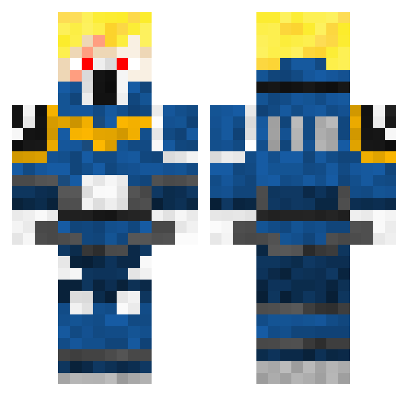 Raskzak Minecraft skin, front and back view