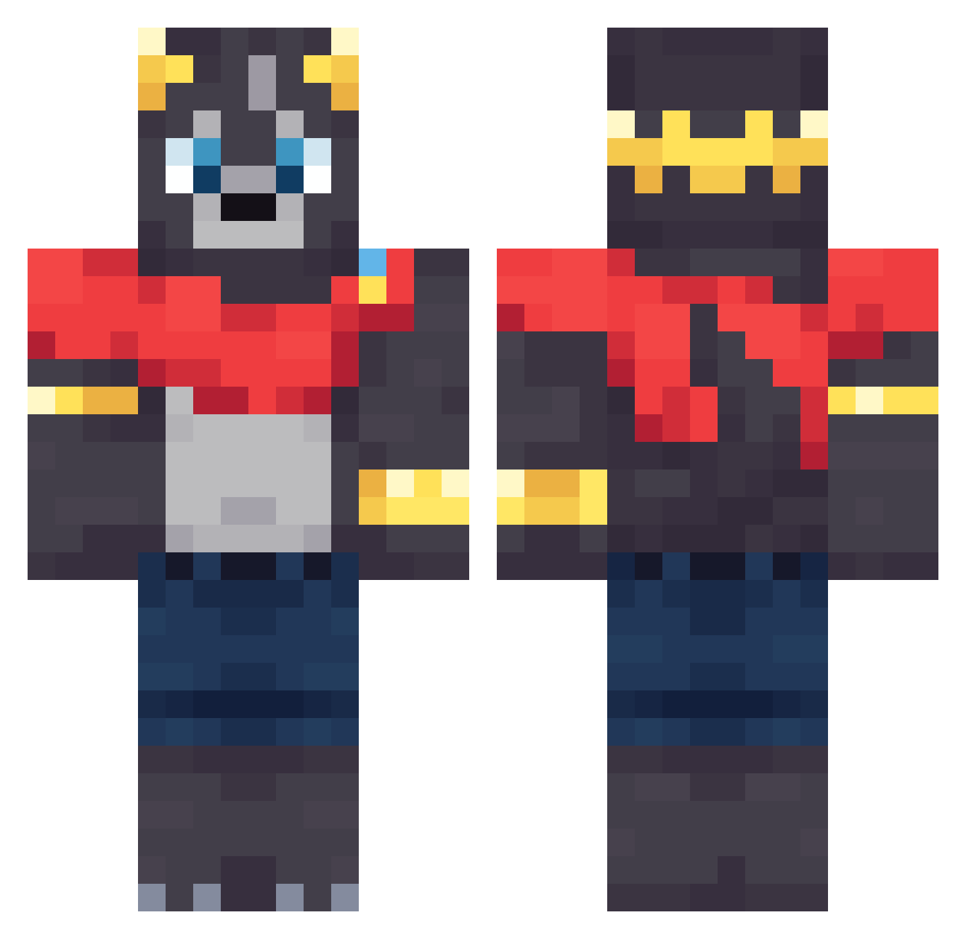 Zaster_X Minecraft skin, front and back view