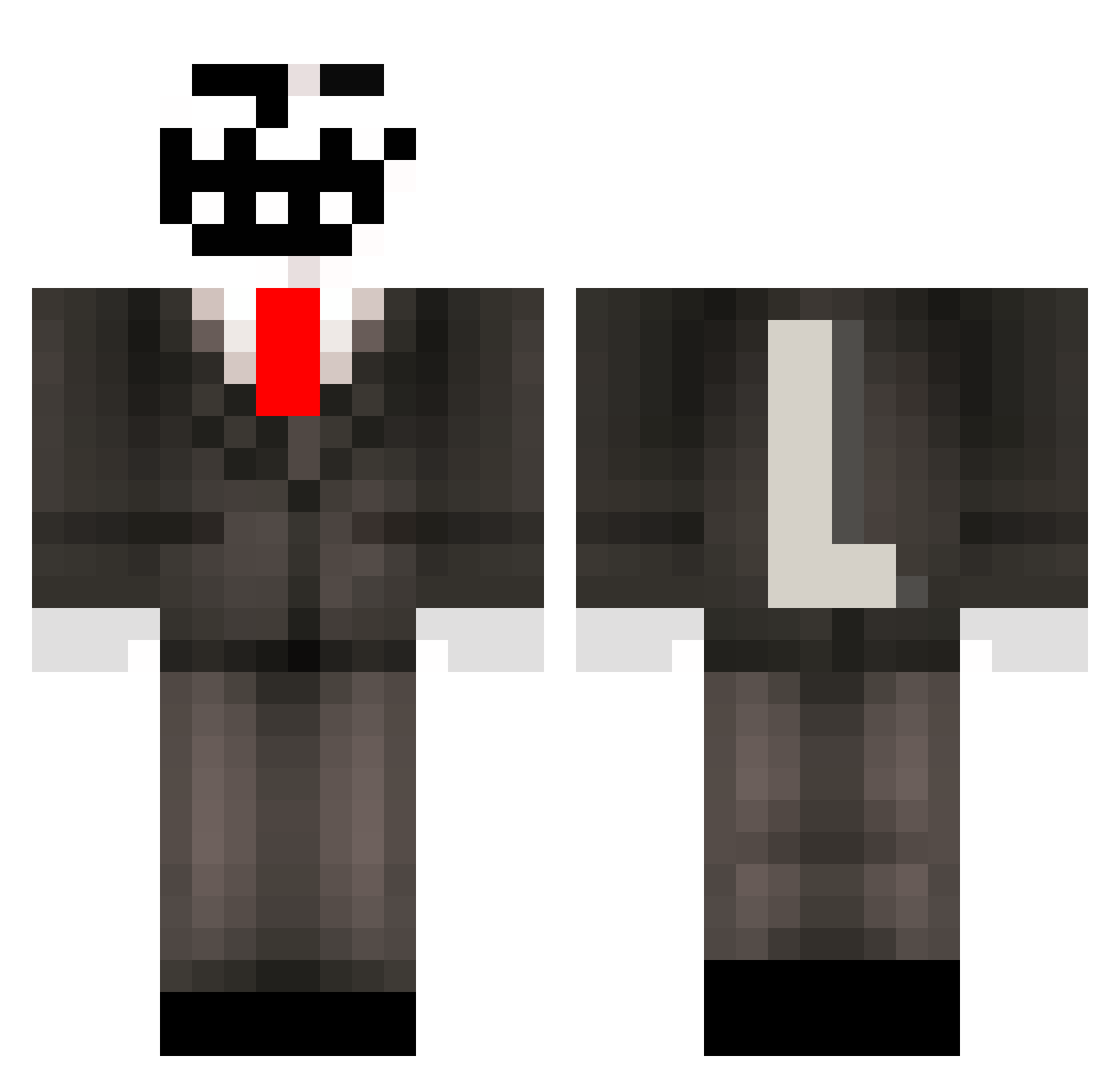theorised Minecraft skin, front and back view