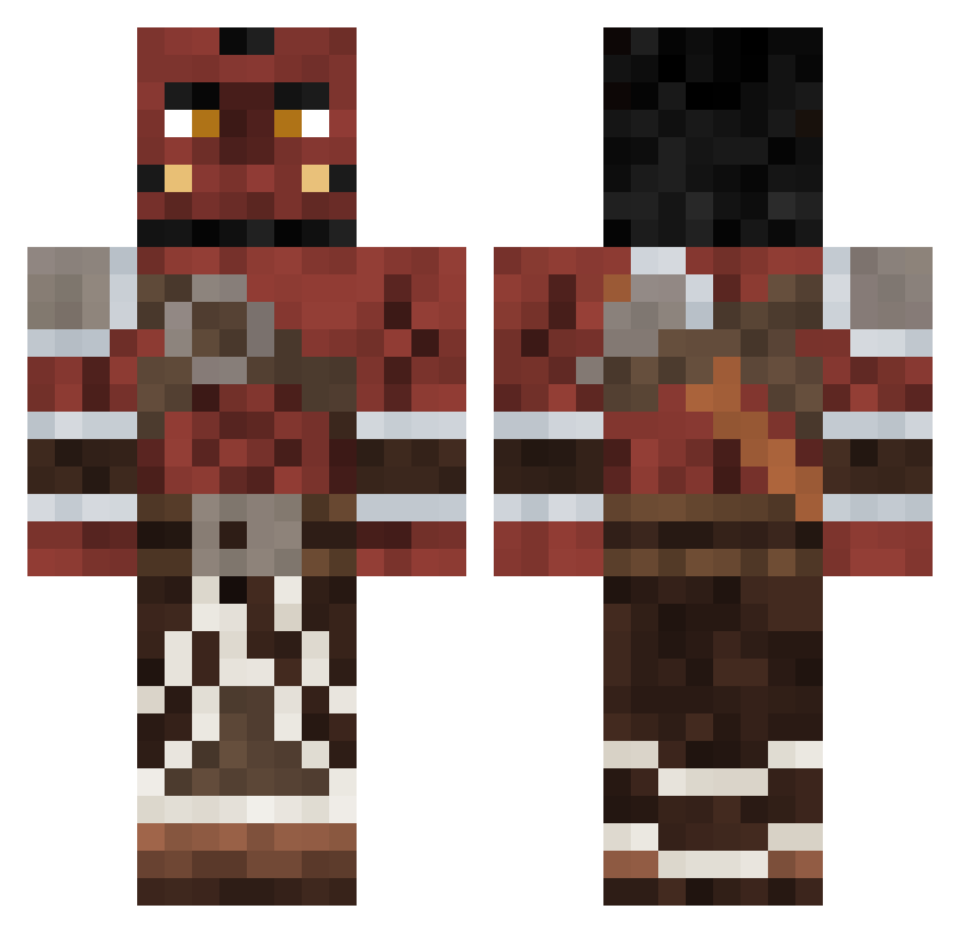 PockMark Minecraft skin, front and back view