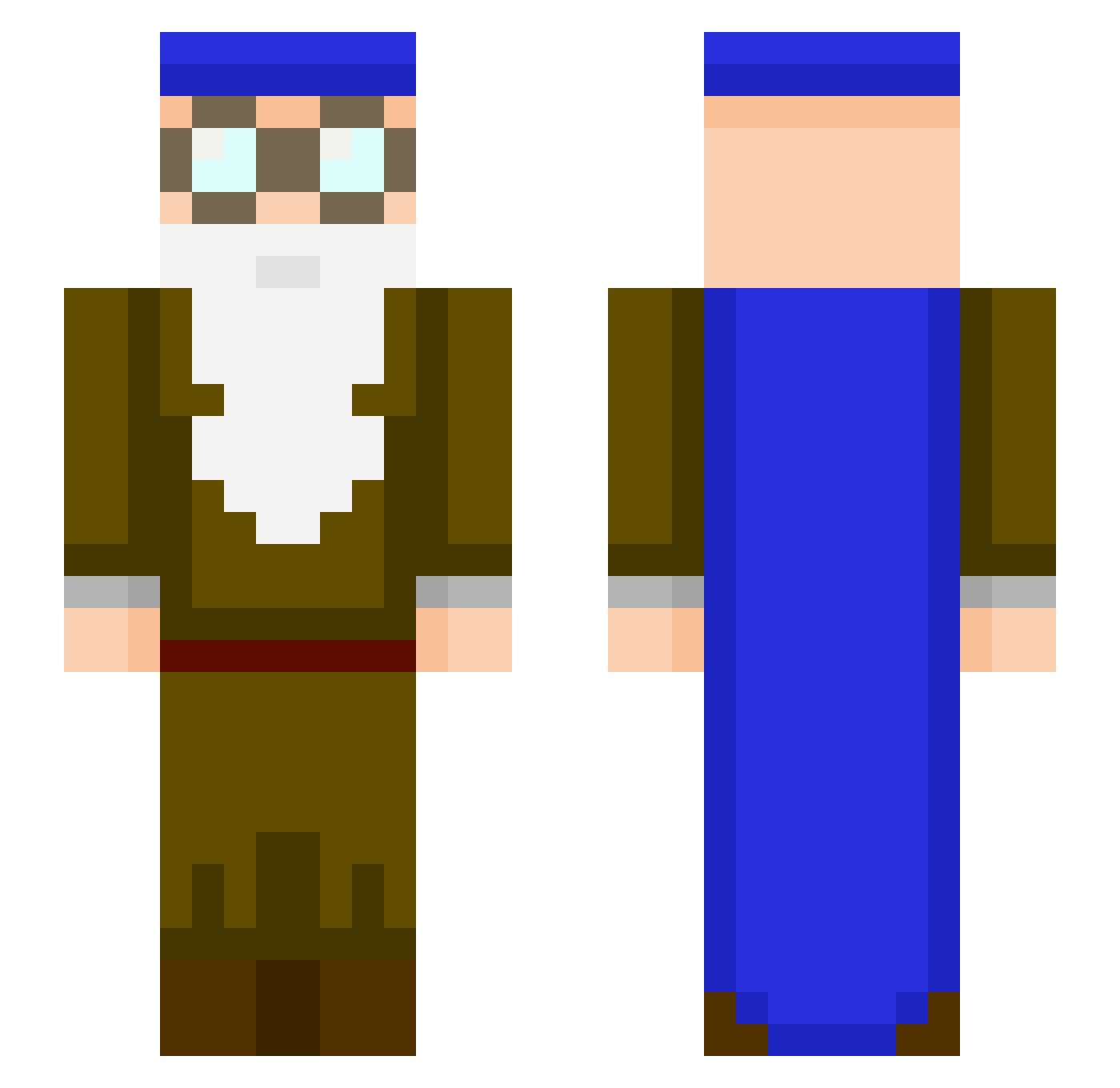 NyeSqui Minecraft skin, front and back view