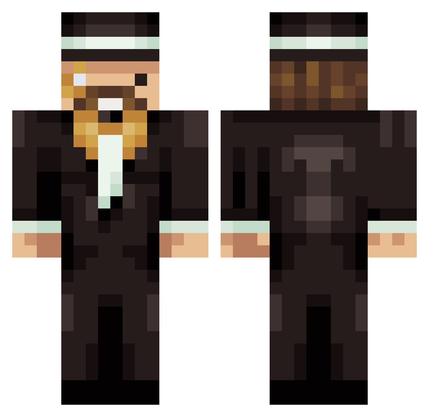 Maddoshi Minecraft skin, front and back view