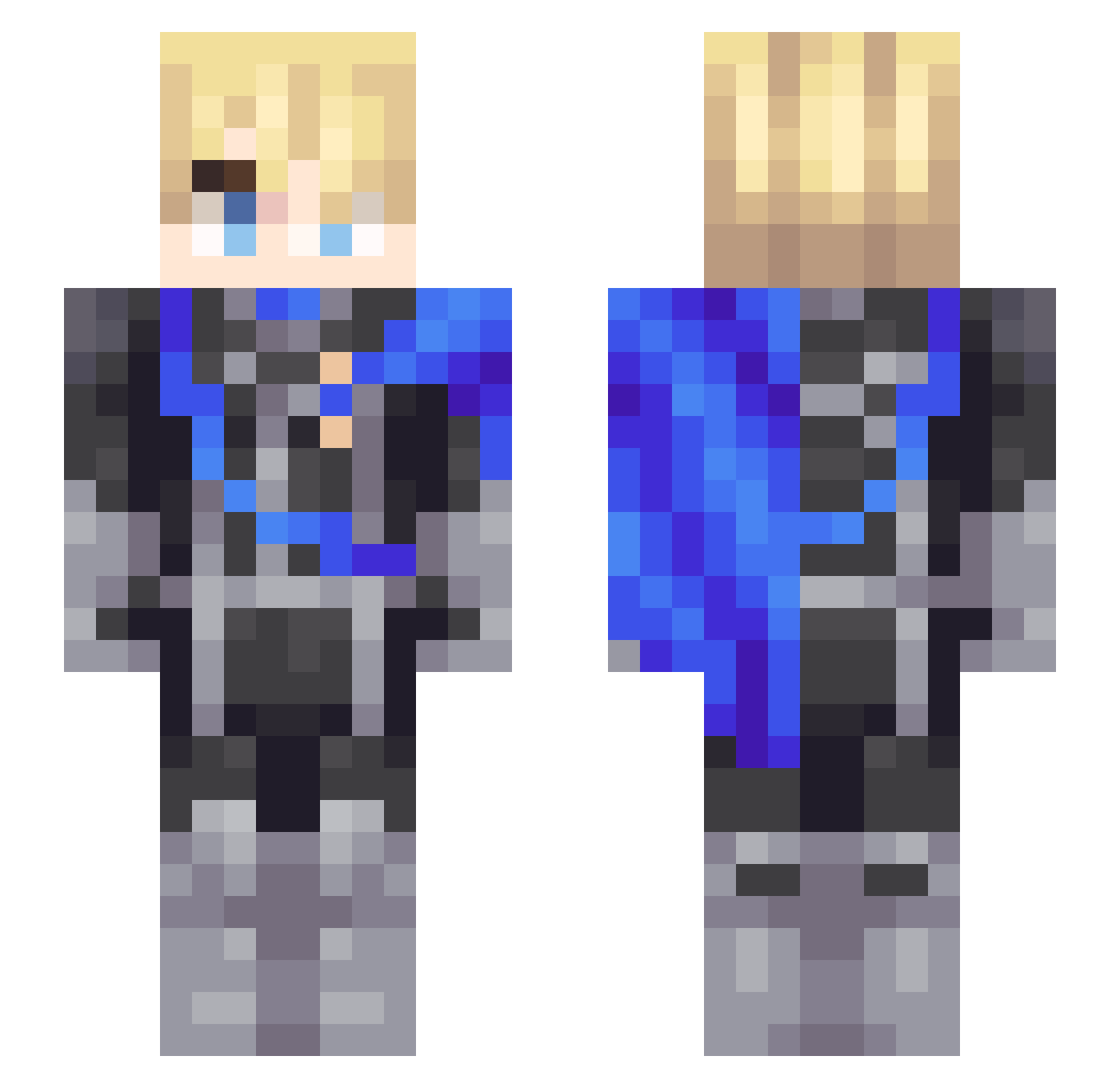HylianWaffle Minecraft skin, front and back view