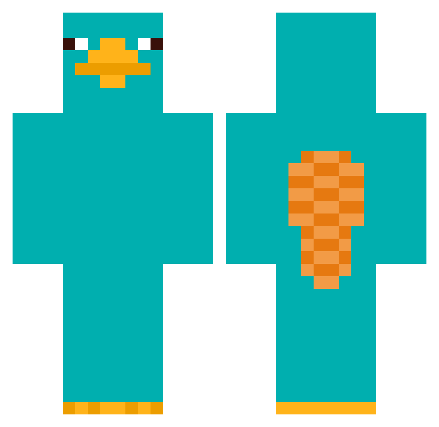 SCAHutton Minecraft skin, front and back view