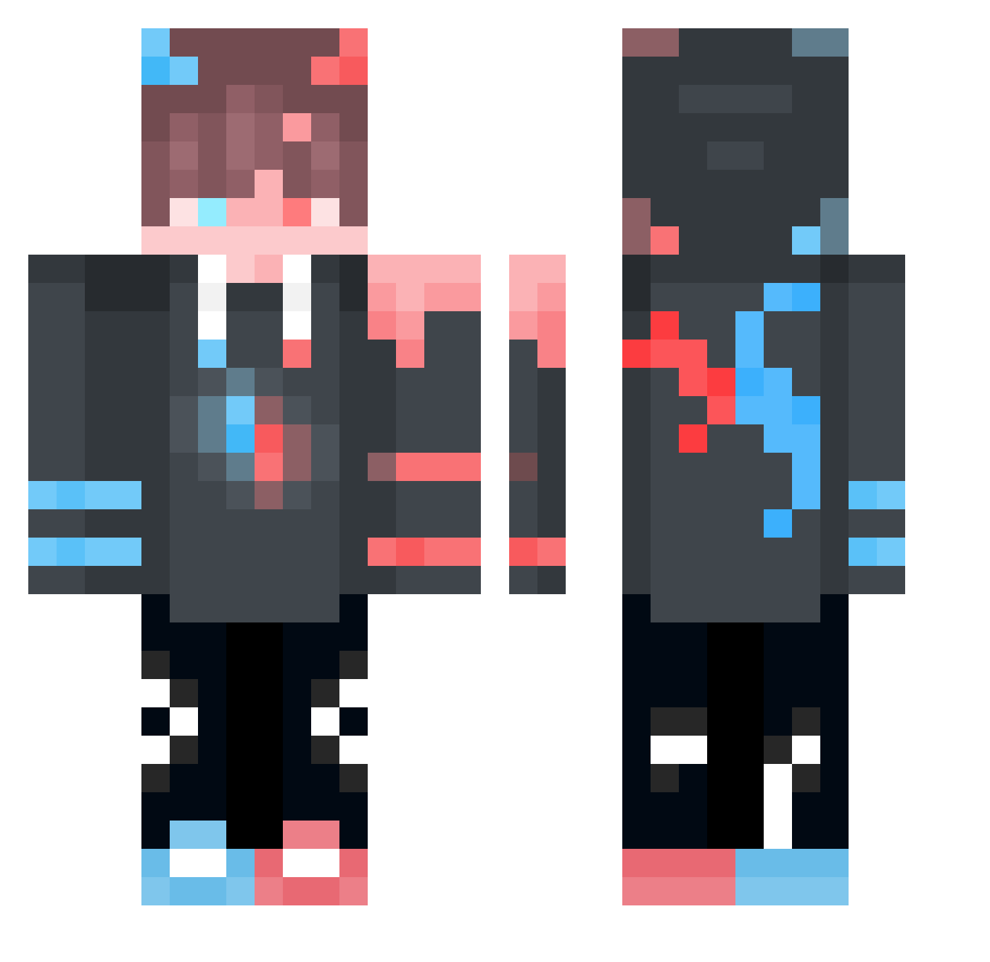 Proker Minecraft skin, front and back view