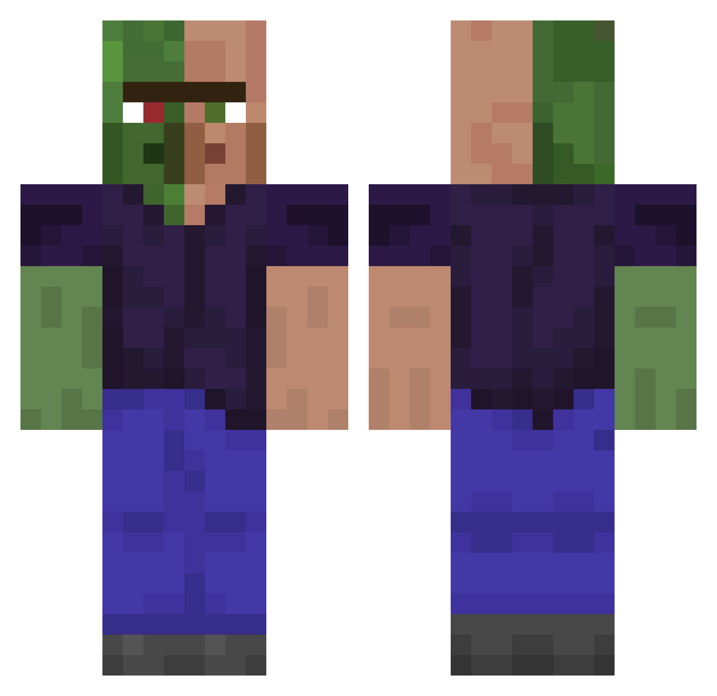 TripleHG Minecraft skin, front and back view