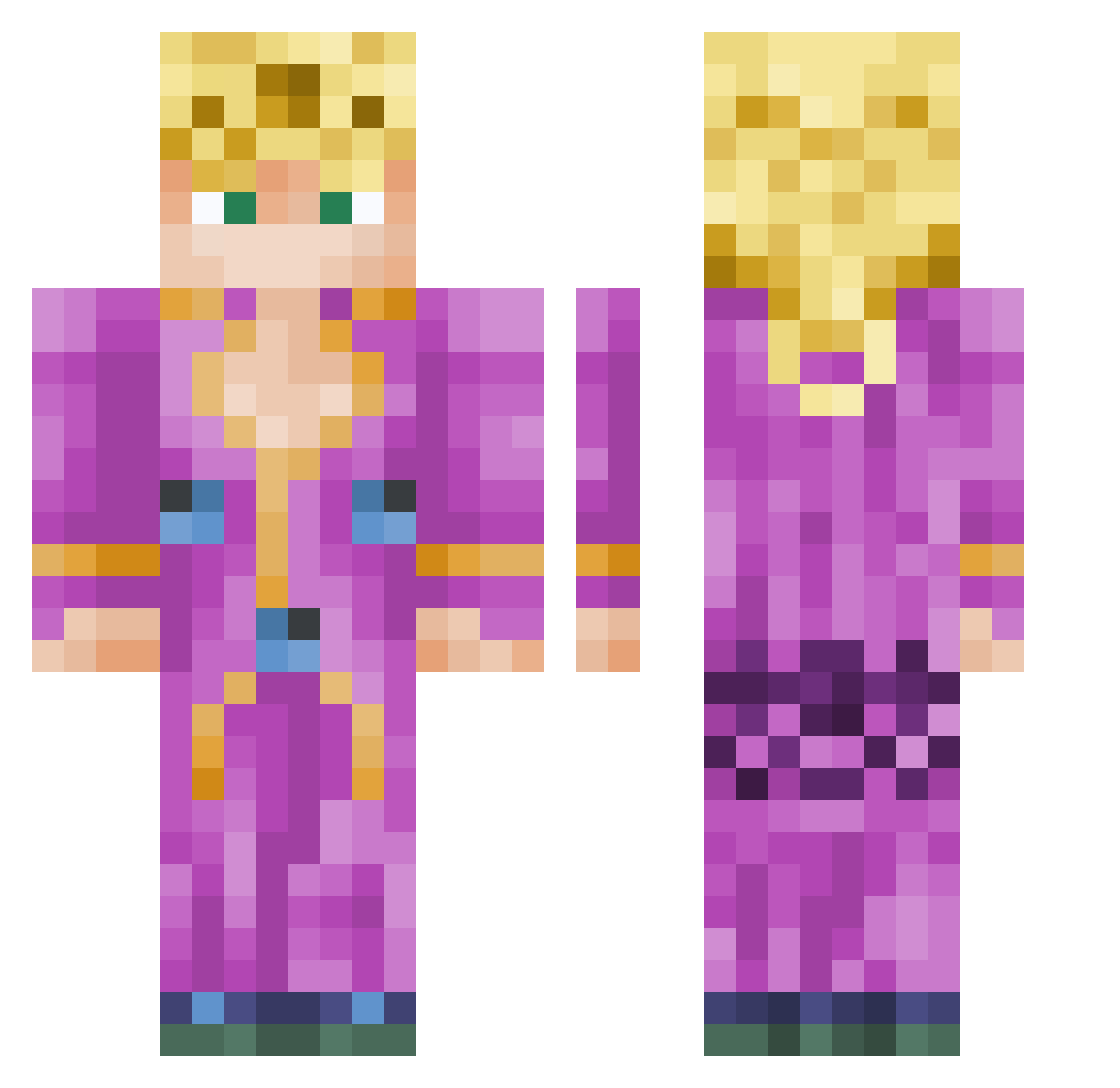 Cyan1000 Minecraft skin, front and back view