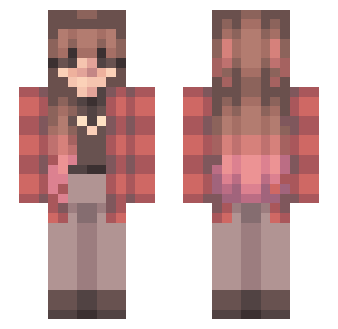 LevelBubble Minecraft skin, front and back view