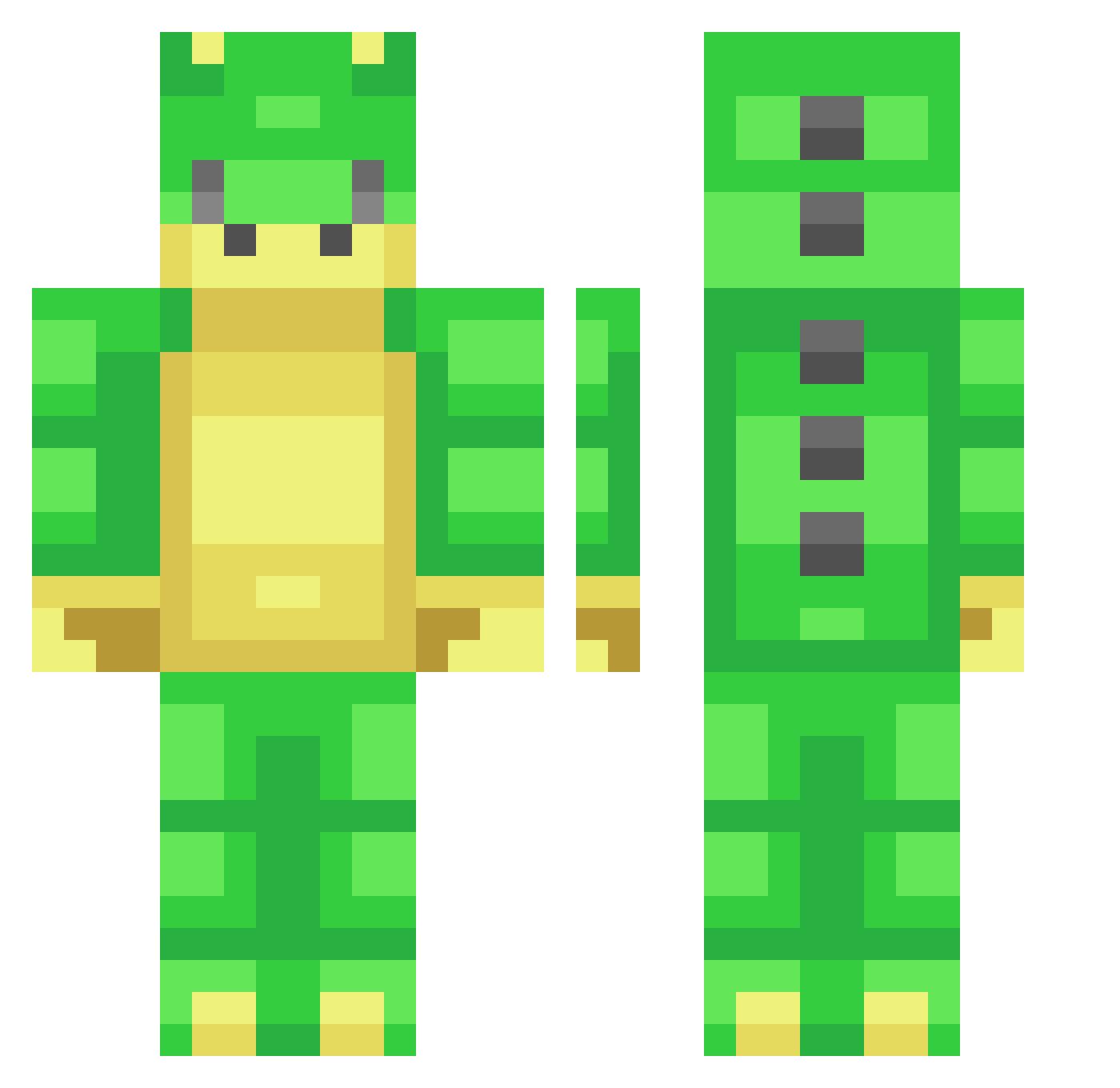 nighest Minecraft skin, front and back view