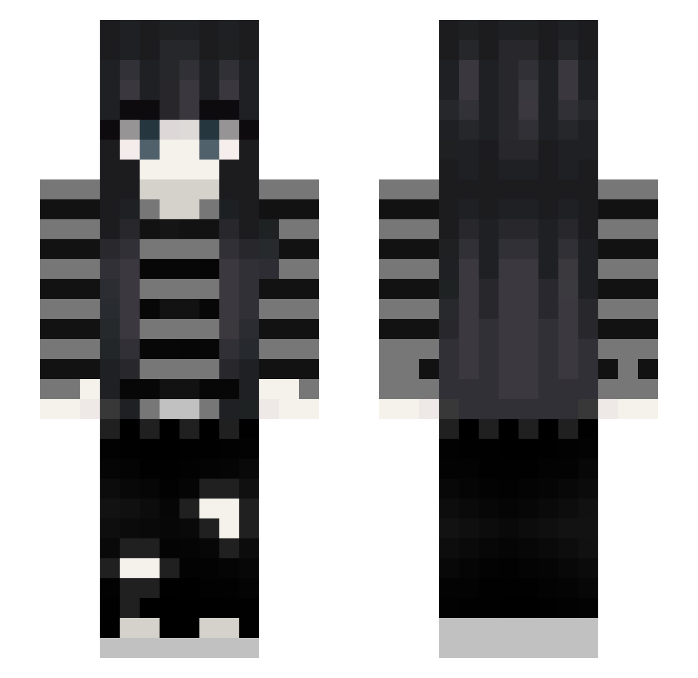 Quibblinator Minecraft skin, front and back view