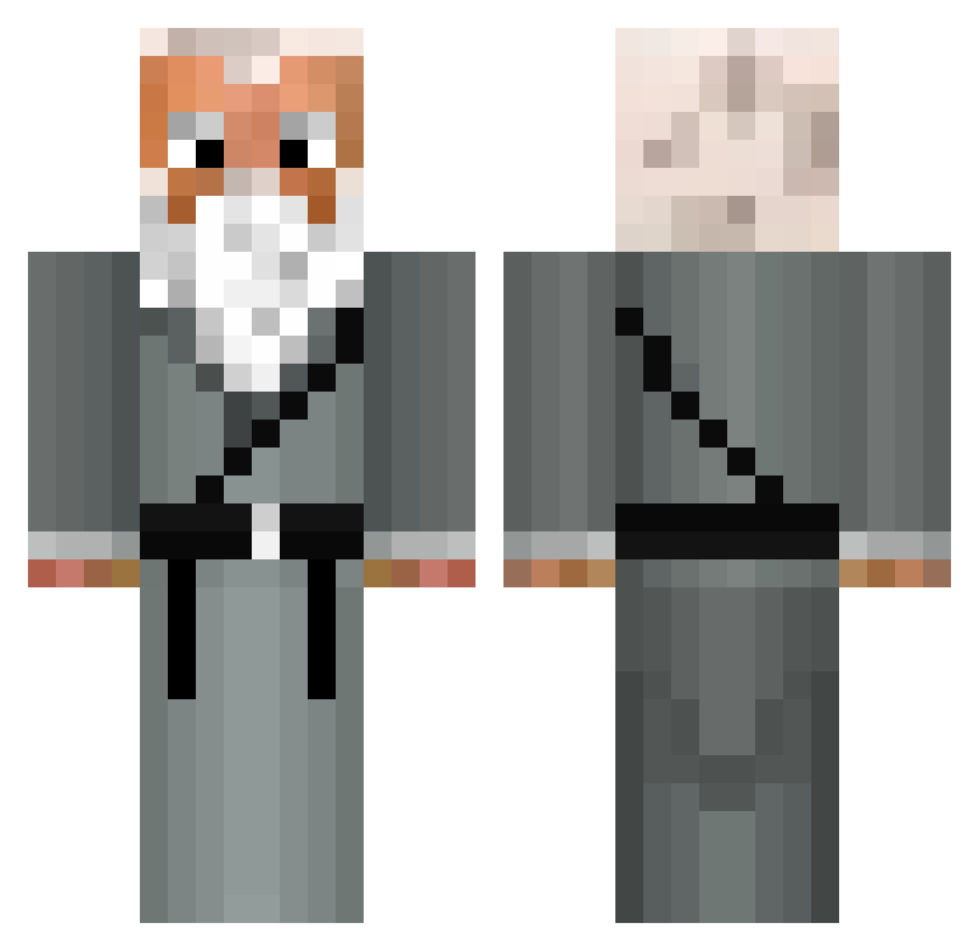 Innenos Minecraft skin, front and back view