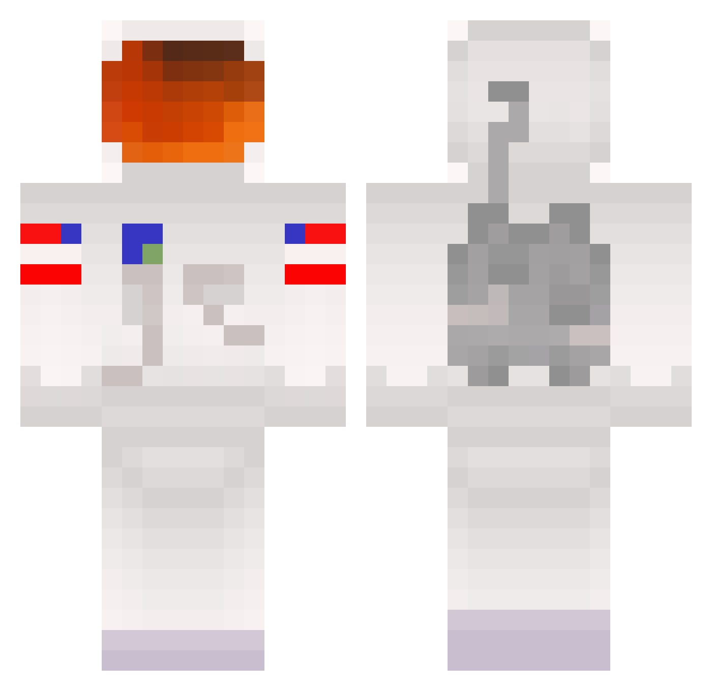 vuebot Minecraft skin, front and back view