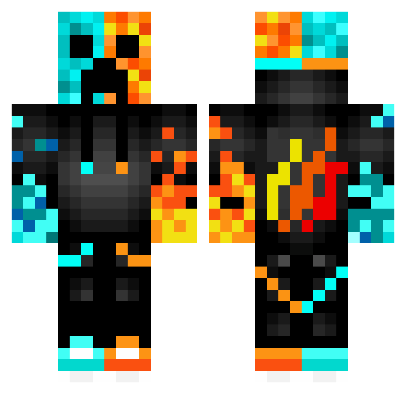 UnicornFartz69 Minecraft skin, front and back view