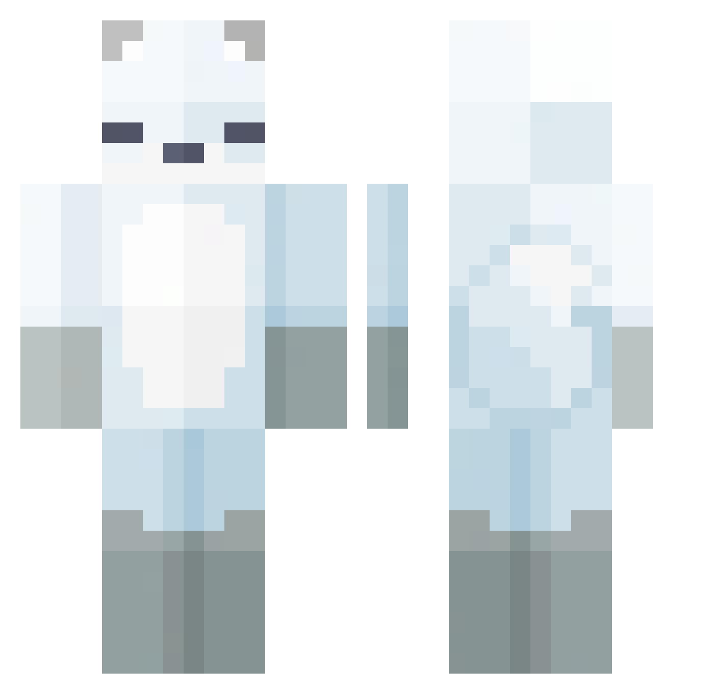 JusTLeTMeGo Minecraft skin, front and back view