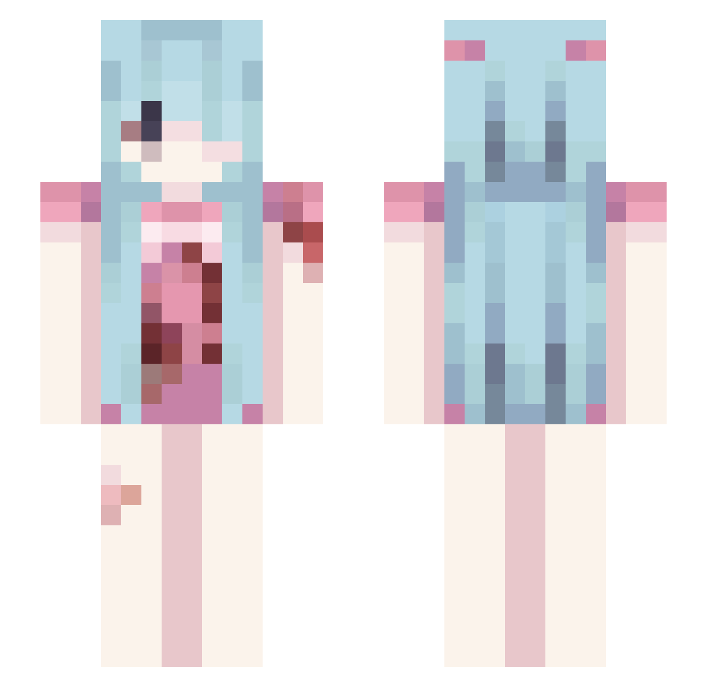 Suzuhara_Lulu Minecraft skin, front and back view