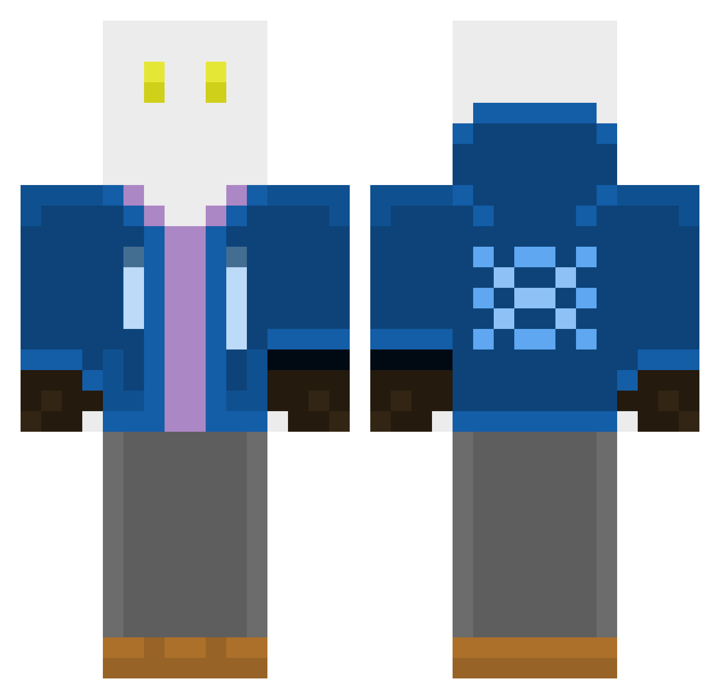 XMrGhost Minecraft skin, front and back view