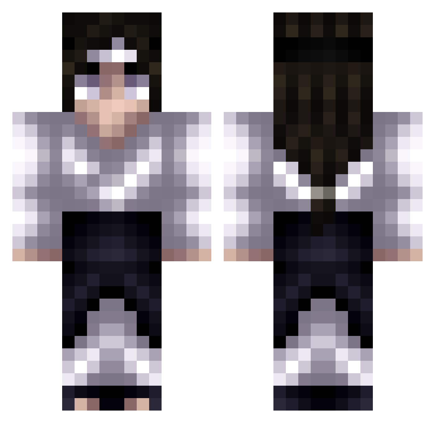 Corbeilles Minecraft skin, front and back view