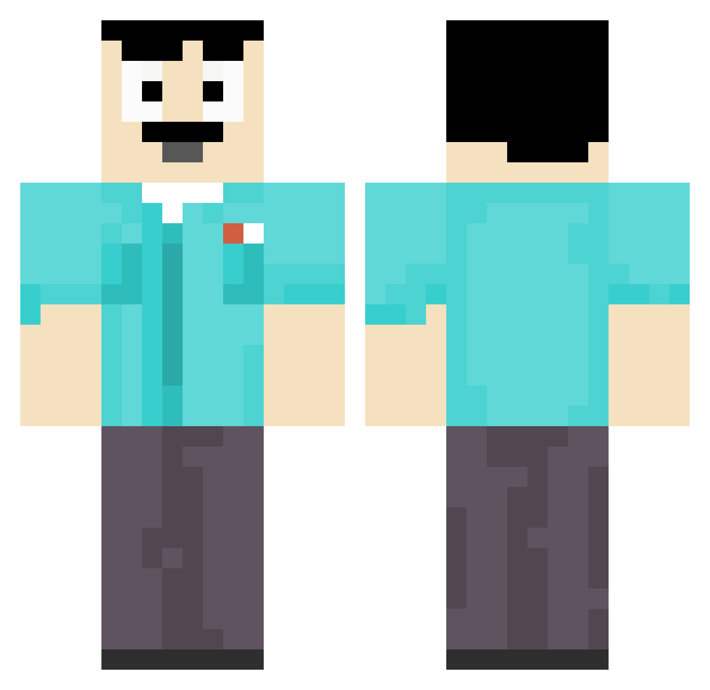xyouyo Minecraft skin, front and back view